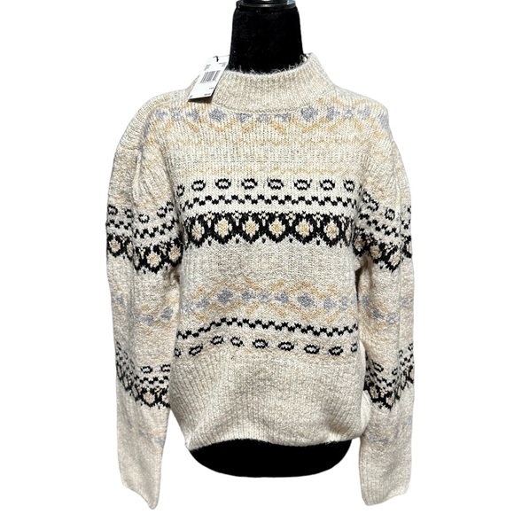 NWT Buffalo David Bitton | Cream Fair Isle Annalise Mock-Neck Sweater - L - Picture 3 of 3